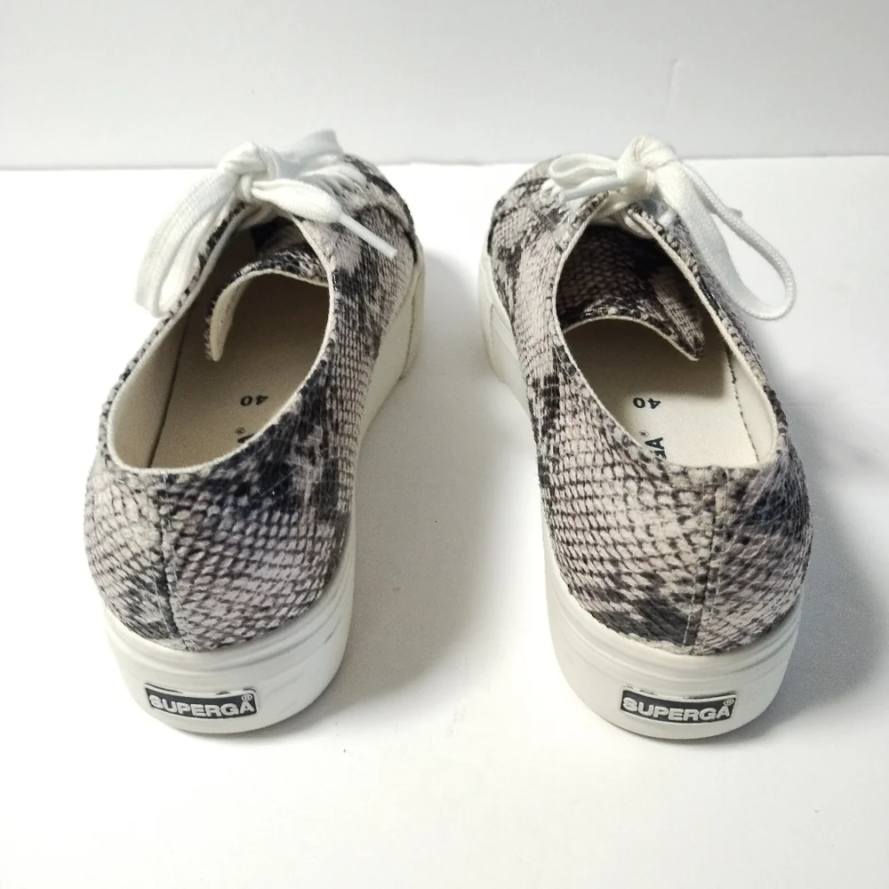 Superga 2790 PUFANW Platform Black White Snake Sneakers Size 9